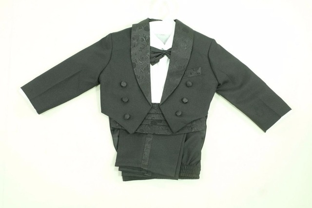 Chłopięcy garnitur na ślub/bal: czarno-biały, formalne stroje dla dzieci, zestaw tuxedo - Wianko - 12