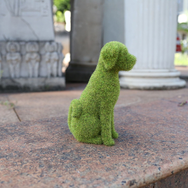 Sztuczne rośliny trawa na zewnątrz - dekoracyjna statuetka Puppy Cat do ogrodu na trawnik i ganek - artystyczna ozdoba ogrodowa - Wianko - 12