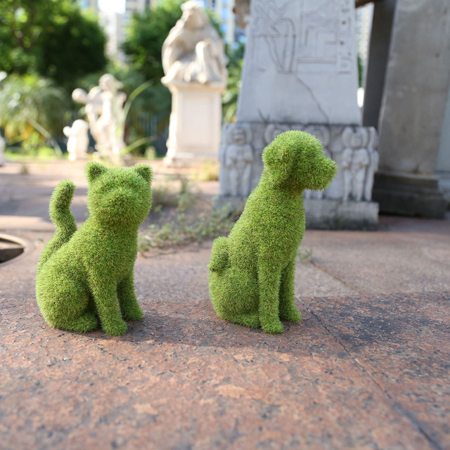 Sztuczne rośliny trawa na zewnątrz - dekoracyjna statuetka Puppy Cat do ogrodu na trawnik i ganek - artystyczna ozdoba ogrodowa - Wianko - 11