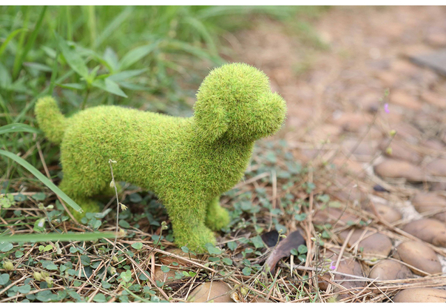 Sztuczne rośliny trawa na zewnątrz - dekoracyjna statuetka Puppy Cat do ogrodu na trawnik i ganek - artystyczna ozdoba ogrodowa - Wianko - 5