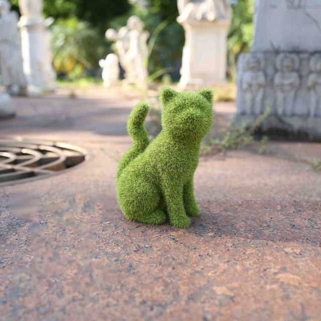 Sztuczne rośliny trawa na zewnątrz - dekoracyjna statuetka Puppy Cat do ogrodu na trawnik i ganek - artystyczna ozdoba ogrodowa - Wianko - 15