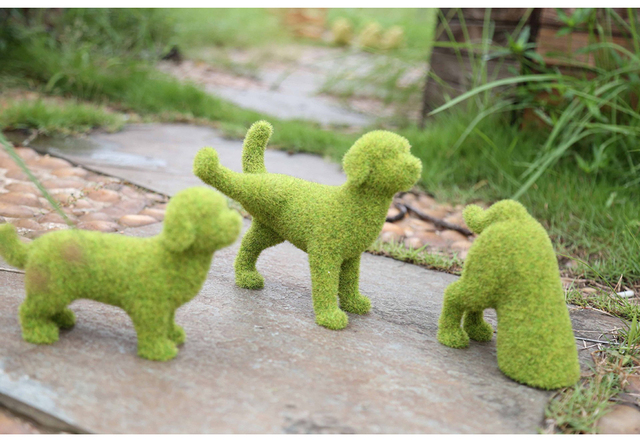 Sztuczne rośliny trawa na zewnątrz - dekoracyjna statuetka Puppy Cat do ogrodu na trawnik i ganek - artystyczna ozdoba ogrodowa - Wianko - 3