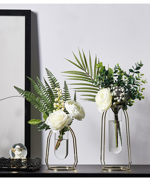 Szklany wazon hydroponiczny metalowy przezroczysty nowoczesne dekoracje do domu salon akcesoria do dekoracji pokoju kwiaty prezenty - Wianko - 31