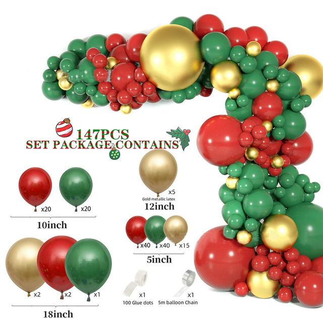 Zestaw 142 szt. świątecznych łańcuchów balonowych z lateksu - dekoracje na przyjęcie, baby shower - łuk balonowy Garland - Wianko - 10