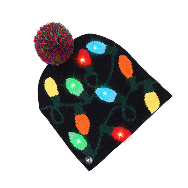 Czapka Mikołaja z LED, ciepła i świecąca, sweter w dzianinie, dekoracje 2020-2021, dla dzieci i dorosłych - Wianko - 5
