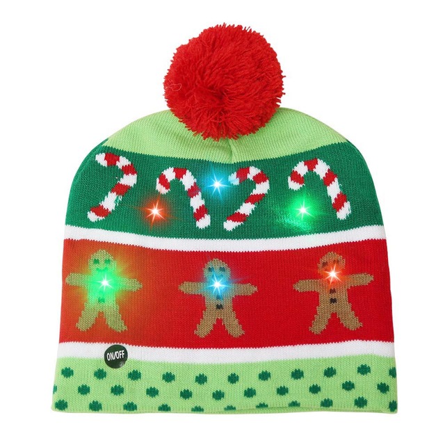 Czapka Mikołaja z LED, ciepła i świecąca, sweter w dzianinie, dekoracje 2020-2021, dla dzieci i dorosłych - Wianko - 7