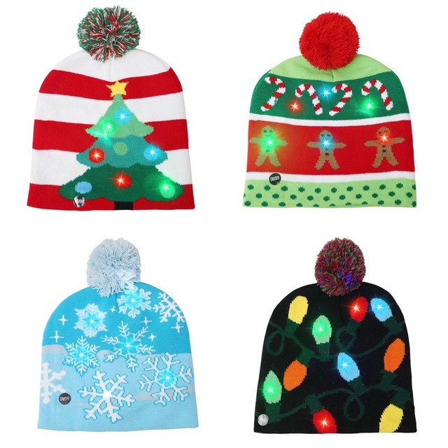 Czapka Mikołaja z LED, ciepła i świecąca, sweter w dzianinie, dekoracje 2020-2021, dla dzieci i dorosłych - Wianko - 12