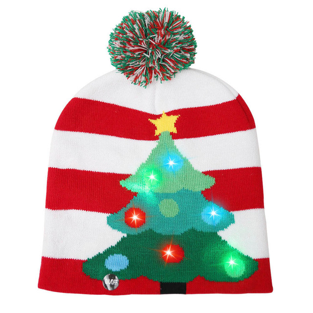 Czapka Mikołaja z LED, ciepła i świecąca, sweter w dzianinie, dekoracje 2020-2021, dla dzieci i dorosłych - Wianko - 4