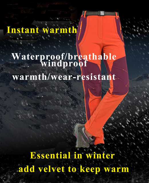 Zimowe męskie damskie spodnie trekkingowe Softshell NUONEKO wodoodporne oddychające polar turystyka natura BMT11 - Wianko - 2