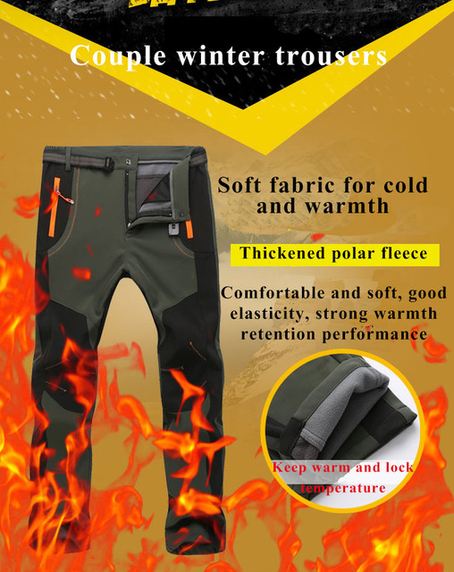 Zimowe męskie damskie spodnie trekkingowe Softshell NUONEKO wodoodporne oddychające polar turystyka natura BMT11 - Wianko - 3