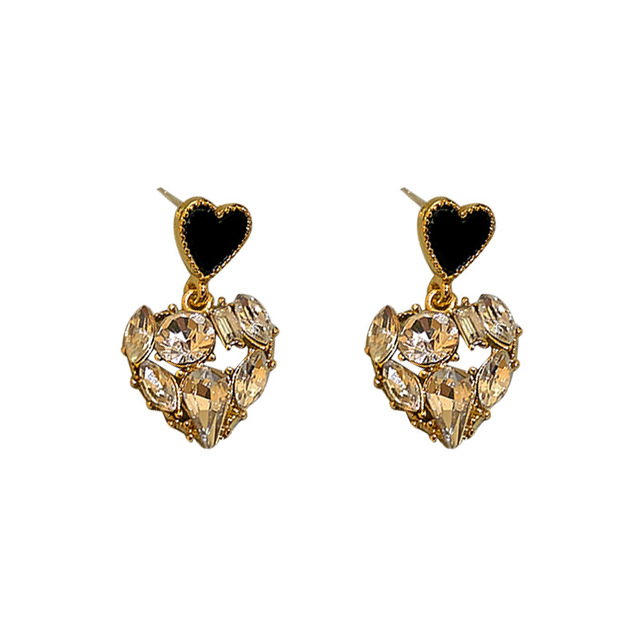 Vintage kolczyki wiszące z kryształowym sercem - eleganckie biżuteryjne dodatki dla kobiet i dziewczyn - Wianko - 7