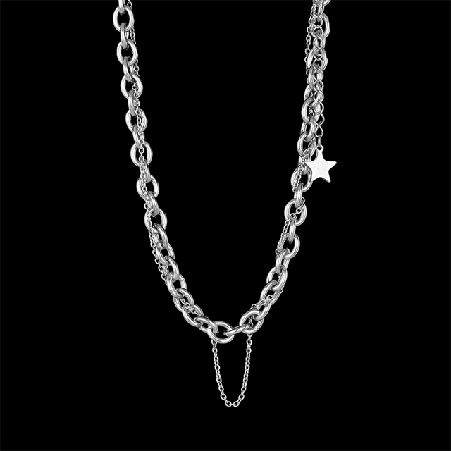 Letdiffery New Fashion naszyjnik wielowarstwowy z wisiorkiem Star O Chain - biżuteria dla kobiet i mężczyzn, idealna na party, urodziny i rocznicę - Wianko - 13
