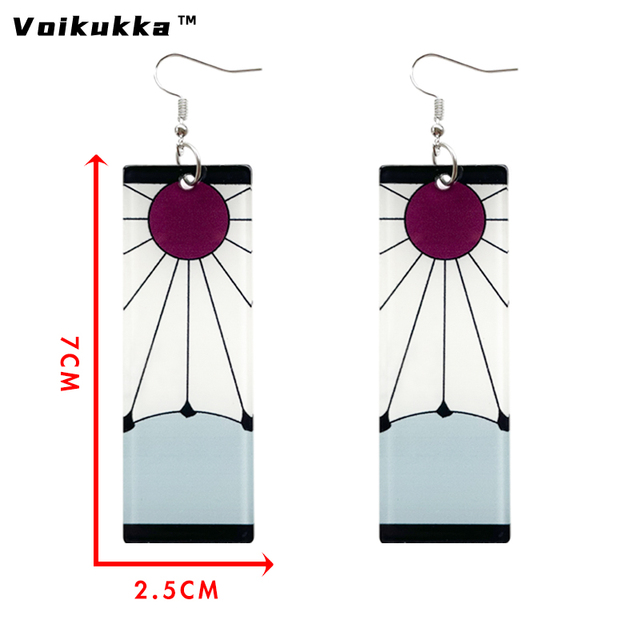 Kolczyki wiszące Voikukka z akrylowym materiałem - biżuteria dla fanów Anime Demon Slayer OST Kimetsu No Yaiba - Wianko - 2