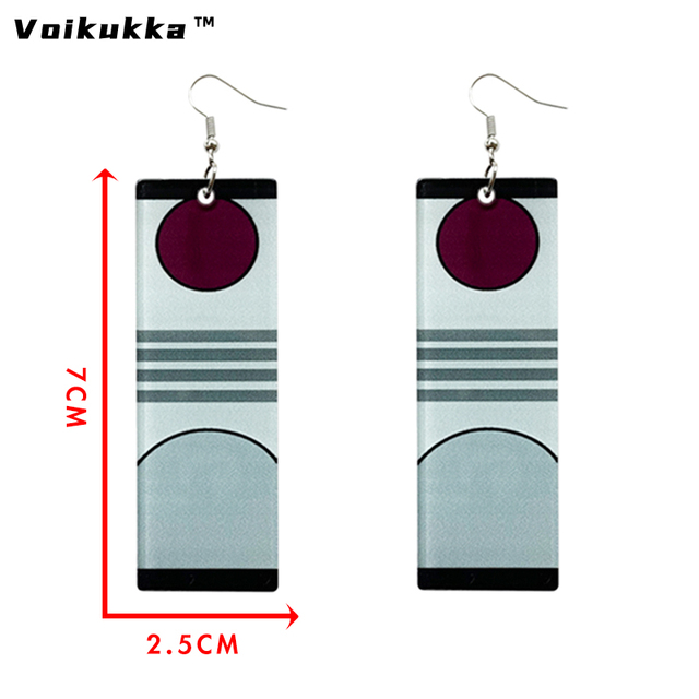 Kolczyki wiszące Voikukka z akrylowym materiałem - biżuteria dla fanów Anime Demon Slayer OST Kimetsu No Yaiba - Wianko - 3