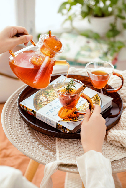 Dzbanek na herbatę Nordic, szklany, ciepło odporny, pojemnik na napoje z filtrem, czajniczek z filiżanką - Wianko - 1