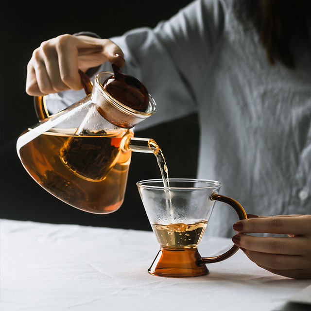 Dzbanek na herbatę Nordic, szklany, ciepło odporny, pojemnik na napoje z filtrem, czajniczek z filiżanką - Wianko - 22