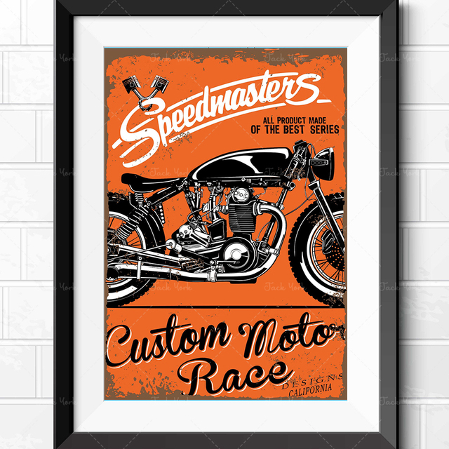 Plakat Kino Retro w stylu American nautical z motocyklem, rowerzystą, barem bilardowym i fryzjerskim - Wianko - 5