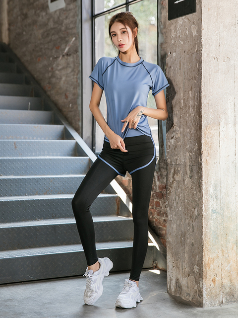 Pus Fitness Gym Suit - Zestaw odzieży do jogi dla kobiet rozmiar 3XL, składający się z płaszczyka, biustonosza, koszulki T-shirt oraz spodenek - Wianko - 4