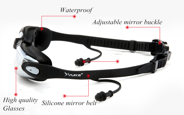 Okulary pływackie HD Anti-Fog UV z regulacją pasów, dla dorosłych, na receptę - Wianko - 4