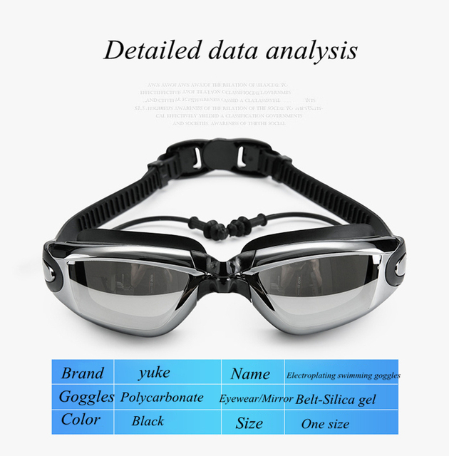 Okulary pływackie HD Anti-Fog UV z regulacją pasów, dla dorosłych, na receptę - Wianko - 3