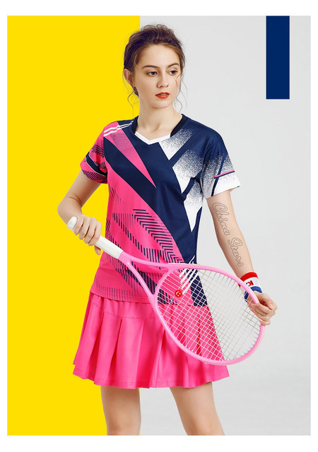 Damskie koszulki tenisowe z spódniczką - odzież sportowa do tenisa stołowego i badmintona - Wianko - 6