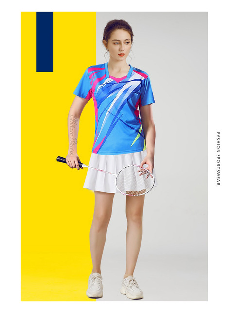 Damskie koszulki tenisowe z spódniczką - odzież sportowa do tenisa stołowego i badmintona - Wianko - 35