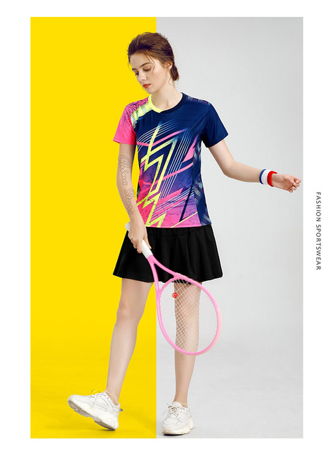 Damskie koszulki tenisowe z spódniczką - odzież sportowa do tenisa stołowego i badmintona - Wianko - 31