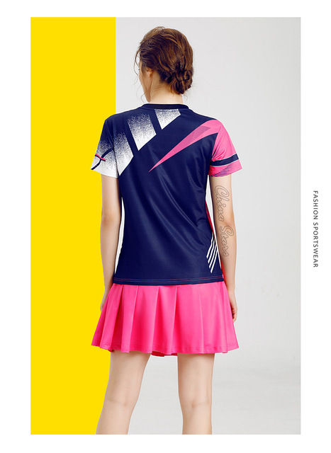 Damskie koszulki tenisowe z spódniczką - odzież sportowa do tenisa stołowego i badmintona - Wianko - 7