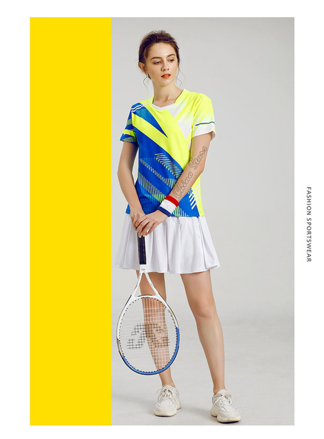 Damskie koszulki tenisowe z spódniczką - odzież sportowa do tenisa stołowego i badmintona - Wianko - 9