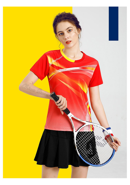 Damskie koszulki tenisowe z spódniczką - odzież sportowa do tenisa stołowego i badmintona - Wianko - 24