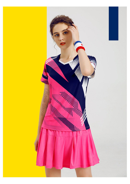 Damskie koszulki tenisowe z spódniczką - odzież sportowa do tenisa stołowego i badmintona - Wianko - 4