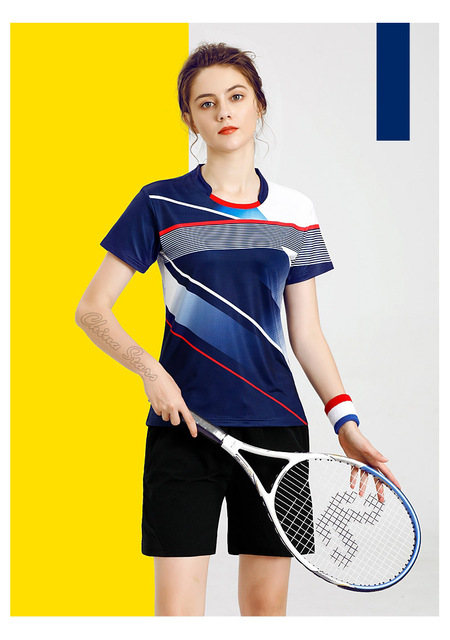 Damskie koszulki tenisowe z spódniczką - odzież sportowa do tenisa stołowego i badmintona - Wianko - 19