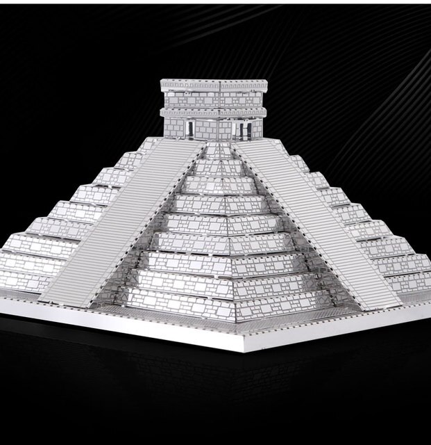 Model 3D Puzzle piramida Majów ze stali z wyciętymi laserowo elementami, przeznaczony dla dorosłych jako model znanych budowli, stres Reliever - Wianko - 3