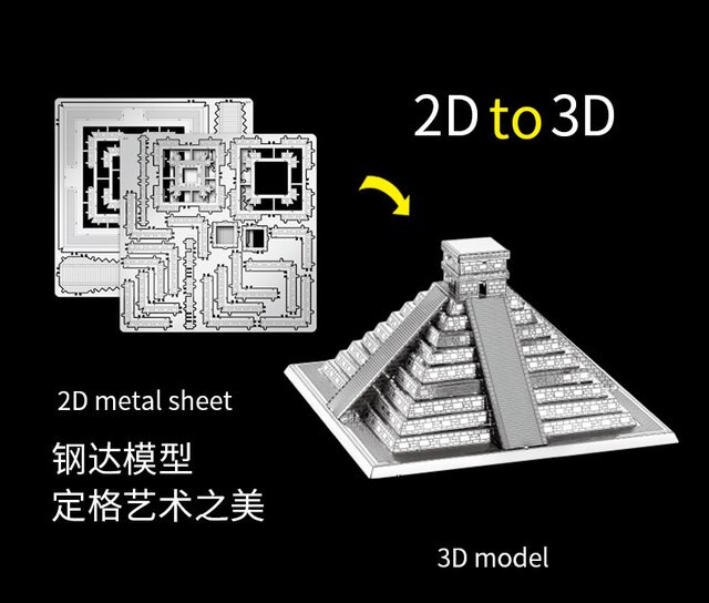 Model 3D Puzzle piramida Majów ze stali z wyciętymi laserowo elementami, przeznaczony dla dorosłych jako model znanych budowli, stres Reliever - Wianko - 11