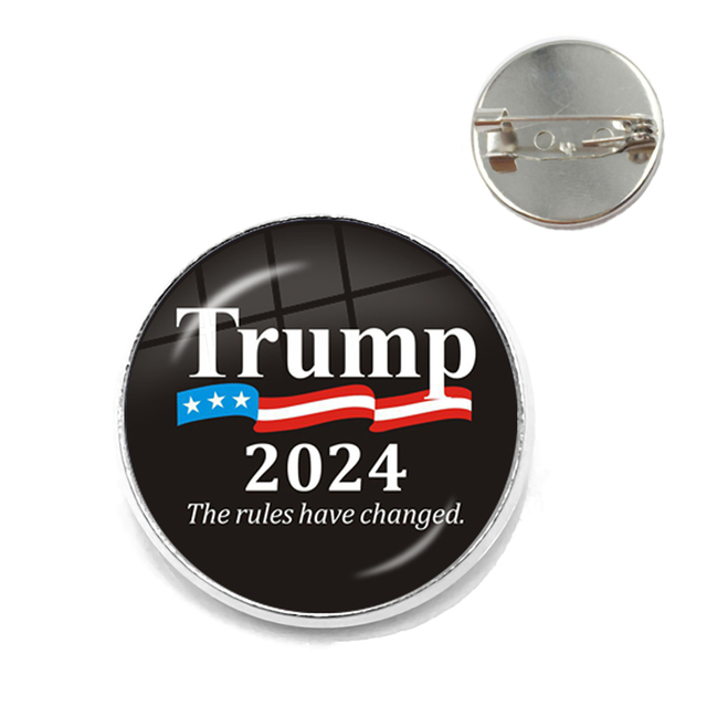 Broszka szklana Keep America Great 2024 - Trump Collection, antyczne srebro kołnierzyk, wsparcie dla Trumpa - Wianko - 18