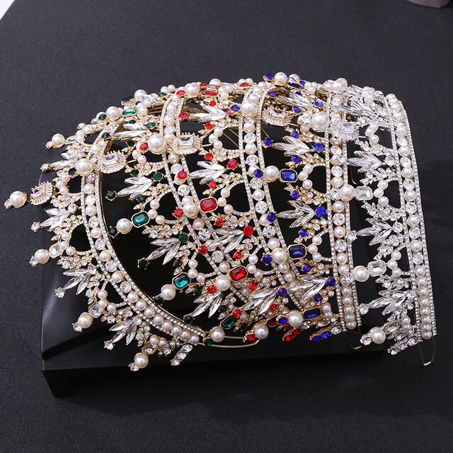 Biżuteria do włosów - Inkrustowane cyrkoniami perły barokowe w różnych kolorach - Akcesoria ślubne dla nowożeńców - Wianko - 7