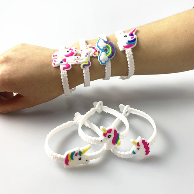 10 sztuk/partia gumowych bransoletek jednorożec - dekoracje urodzinowe dla dzieci Baby Shower - Wianko - 1