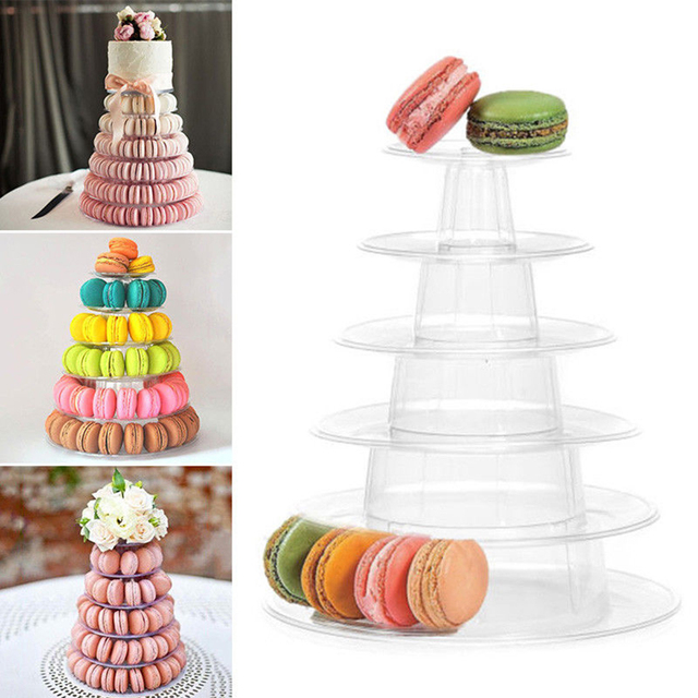 Stojak na ciasta Macaron z wielofunkcyjnym wyświetlaczem, 6 poziomów, okrągły design, idealny na ślubne urodziny - Wianko - 2