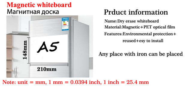 A5 Mini biała tablica magnetyczna z naklejkami na lodówkę - łatwe wymazywanie, kalendarz, notatki - Wianko - 2