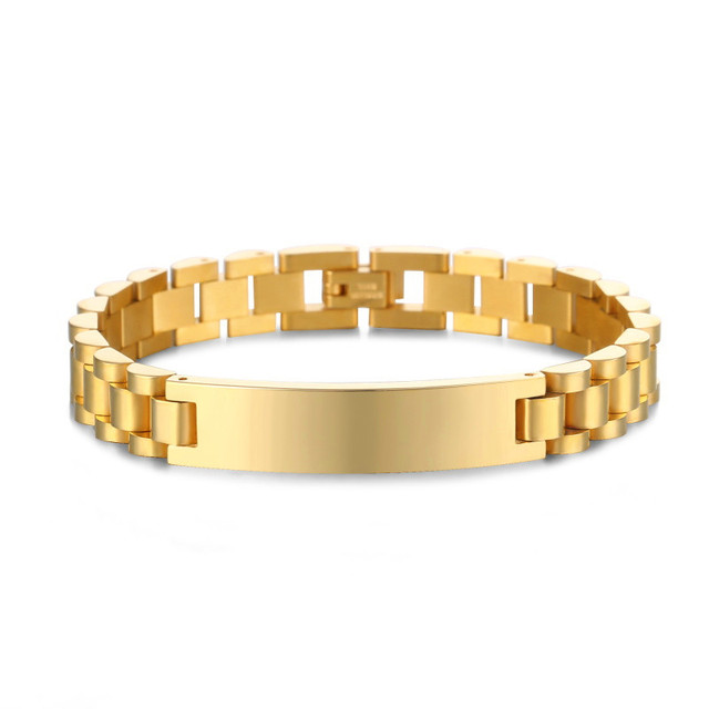 Personalizowane bransoletki z tabliczką znamionową - złoty łańcuszek ze stali nierdzewnej dla par, spersonalizowana bransoletka z imieniem - Wianko - 16