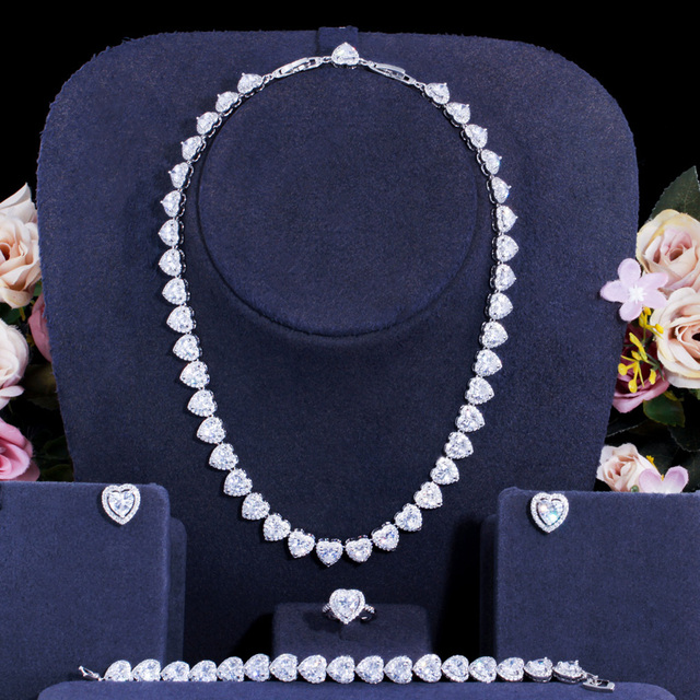 Zestaw biżuterii ślubnej Pera - naszyjnik, kolczyki i bransoletka, owalne ranipow błyszczące kryształy CZ - Wianko - 14