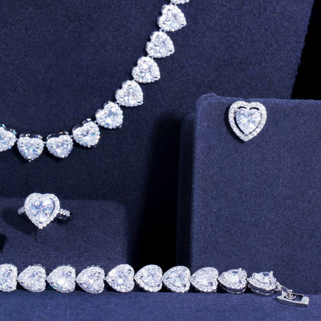 Zestaw biżuterii ślubnej Pera - naszyjnik, kolczyki i bransoletka, owalne ranipow błyszczące kryształy CZ - Wianko - 8