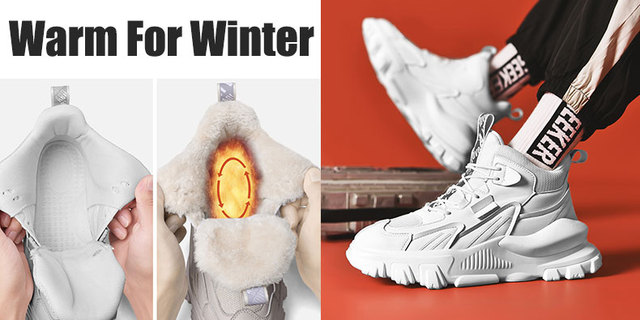 Męskie zimowe buty deskorolkowe 2021, wysokość zwiększona, kolorowe, sportowe, Chunky Sneakers, Streetwear - Wianko - 1