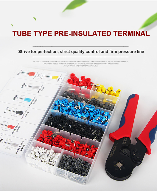 Zaciski do przewodów elektrycznych z różnymi stylami złącz - zestaw zaciskania końcówek rurowych (0.25mm-10mm) - Wianko - 1