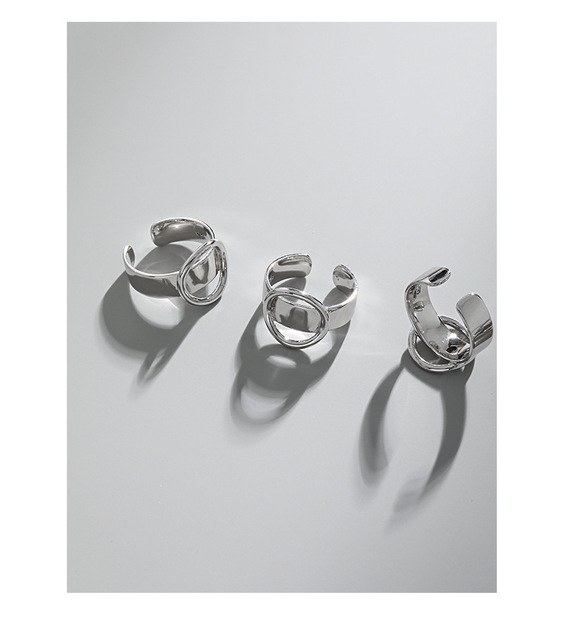 Regulowany srebrny pierścionek z otwartym geometrycznym kołem - prostota, wyrazistość i styl Hip Hop dla kobiet - Wianko - 10