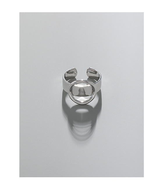 Regulowany srebrny pierścionek z otwartym geometrycznym kołem - prostota, wyrazistość i styl Hip Hop dla kobiet - Wianko - 5