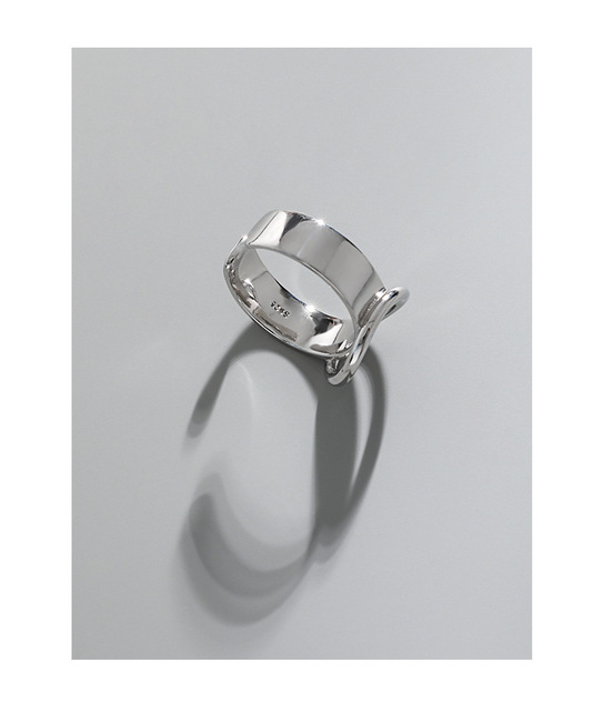 Regulowany srebrny pierścionek z otwartym geometrycznym kołem - prostota, wyrazistość i styl Hip Hop dla kobiet - Wianko - 9