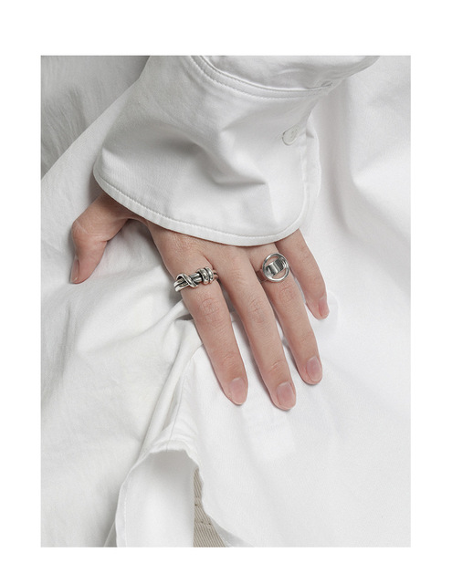 Regulowany srebrny pierścionek z otwartym geometrycznym kołem - prostota, wyrazistość i styl Hip Hop dla kobiet - Wianko - 11