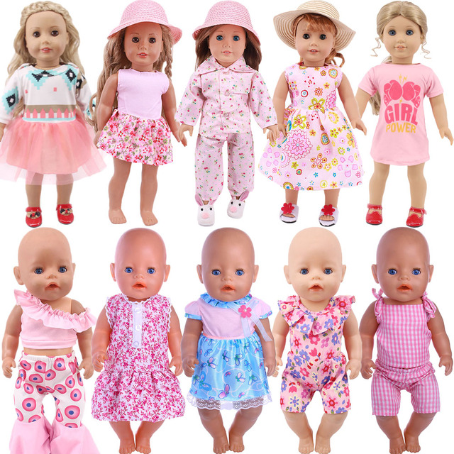 Ubranka dla lalki - 13 stylów sukienki/piżamy/stroje kąpielowe dla 18 Cal amerykańska lalka i 43Cm noworodki dla niemowląt, akcesoria dla niemowląt -> Ubranka dla lalki - 13 stylów sukienki/piżamy/stroje kąpielowe dla amerykańskiej lalki 18 Cal i noworodków 43Cm - Wianko - 1