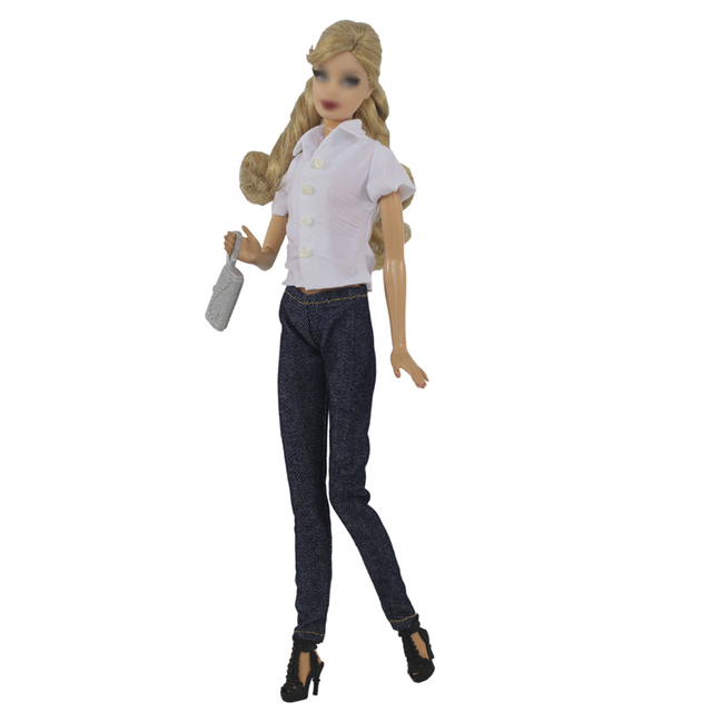 1:6 Niebieska koszula, czarna spódnica, torba - ubranka dla lalek BJD na ubrania Barbie 11.5 - Wianko - 18